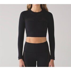 NWT Lululemon Paddle Times Crop Top Black 10 Perforated Kayak SUP NEW Swim